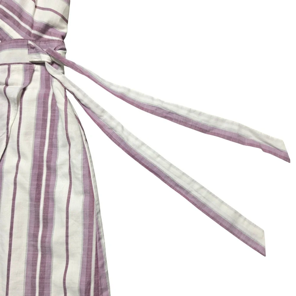 Costal Chic Wrap Skirt Cotton Midi Dress Womens 10 Purple White Express